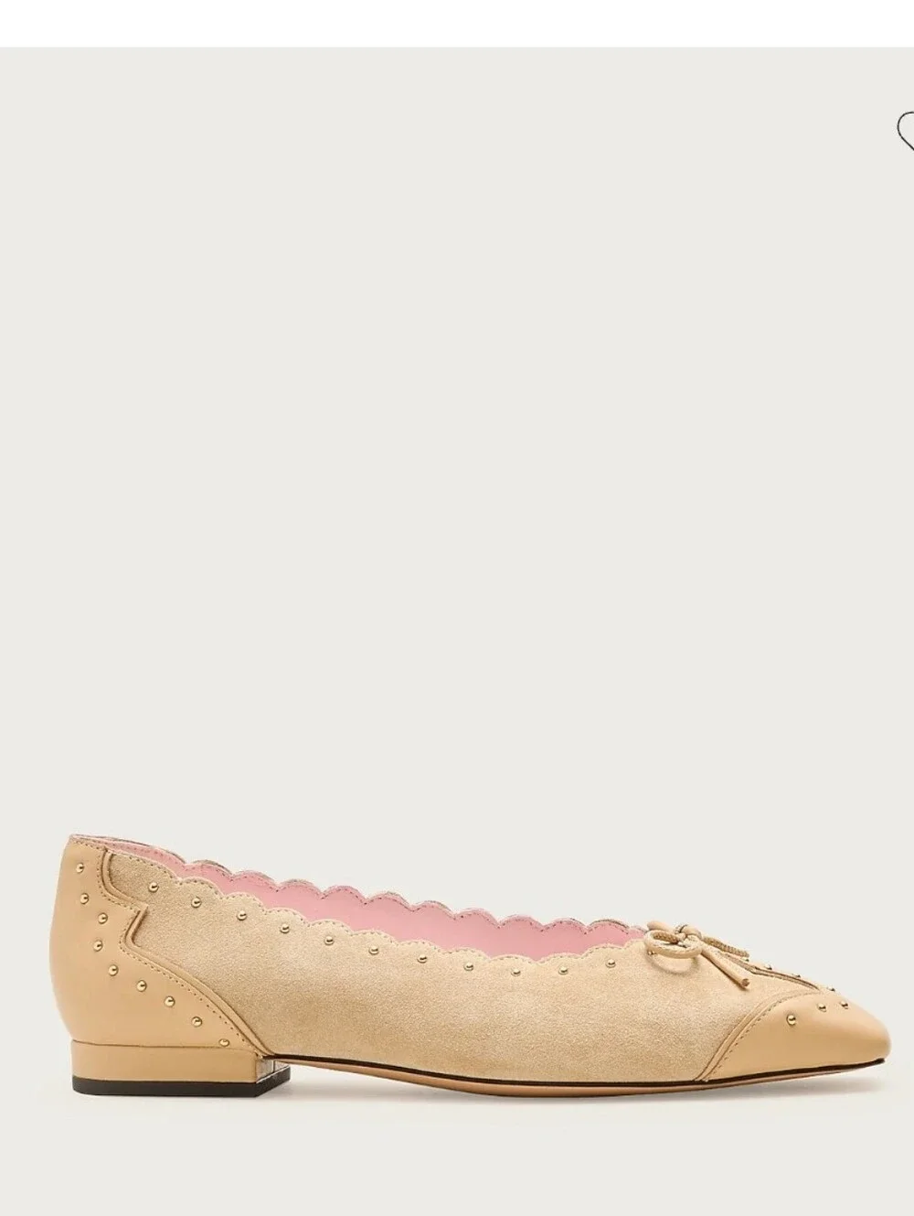 J. Crew Sophie Ballet Flats in Studded Suede & Italian Leather - light tan